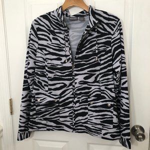 Chico's Additions Zebra Print Zip Up Light Jacket - size 0 / XS